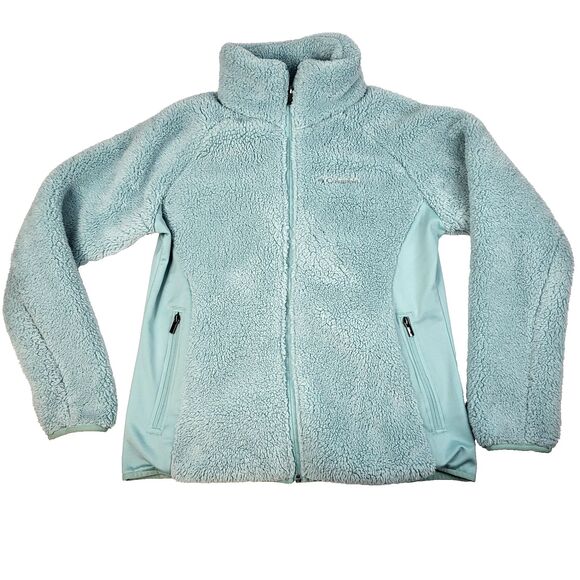 Columbia Women's Size Large Cloudy Day Full Zip Fleece Jacket Light Blue Aqua - Picture 1 of 13